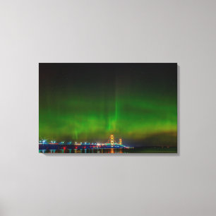 Mackinac-brug met noordelijke hoogten canvas afdruk