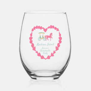 Mackinac Island Horse Drawn Carriage Bachelorette Wijnglas Zonder Voet