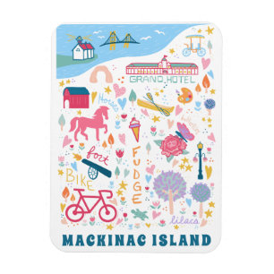 Mackinac Island Michigan Kaart Favoriete dingen Magneet