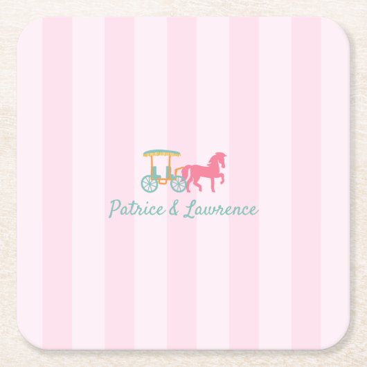 Mackinac Island Paard getrokken koets bruiloft Vierkante Kartonnen Onderzetter (Voorkant)