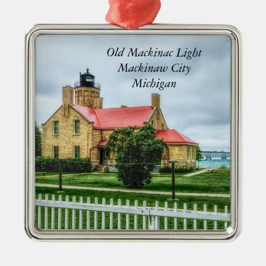 Mackinac Light and Bridge Metalen Ornament (Voorkant)