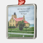 Mackinac Light and Bridge Metalen Ornament (Links)