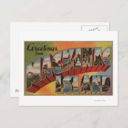 Mackinac, Michigan - Grote lettertjes Briefkaart (Voorkant / Achterkant)