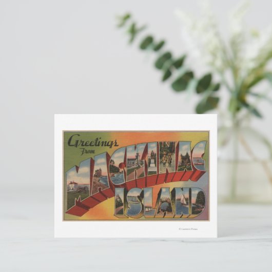 Mackinac, Michigan - Grote lettertjes Briefkaart (Staand voorkant)