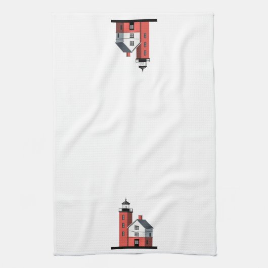 Mackinac Round Island Lighthouse Kitchen Towel Theedoek (Verticaal)