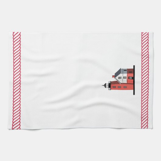 Mackinac Round Island Lighthouse Kitchen Towel Theedoek (Horizontaal)