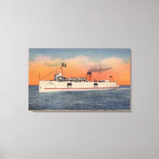 Mackinaw City, MI - Uitzicht van de stad Cheboygan Canvas Afdruk (Voorkant)