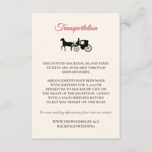 Mackinaw Island Transportation Enclosure Card Informatiekaartje (Voorkant)