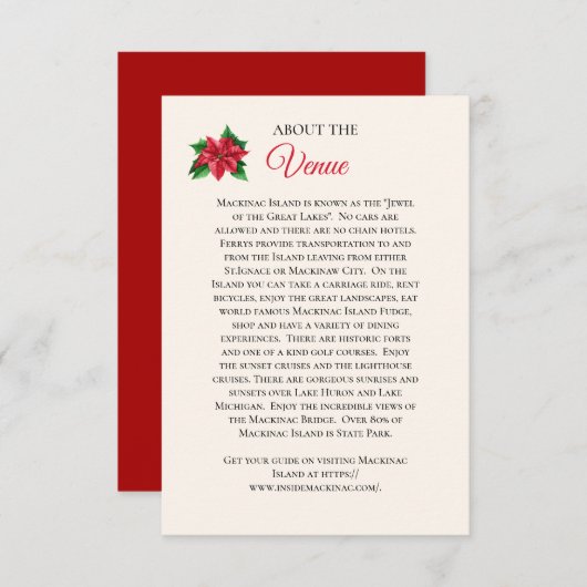 Mackinaw Island Wedding Venue Information Card RSVP Kaartje (Voorkant / Achterkant)