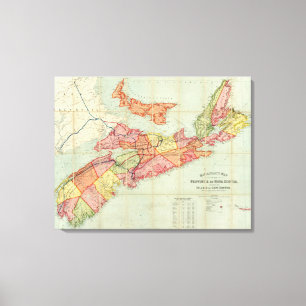 Mackinlay-kaart van de provincie Nova Scotia 4 Canvas Afdruk