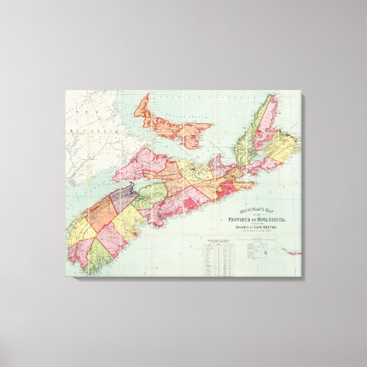 Mackinlay-kaart van de provincie Nova Scotia Canvas Afdruk (Voorkant)