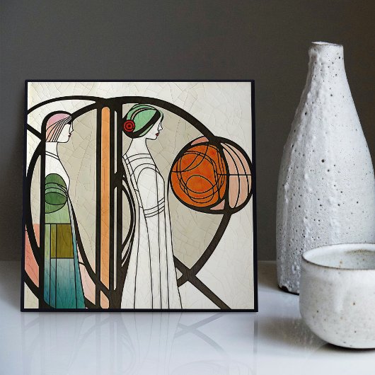 Mackintosh Art Deco Abstract Floral Wall Decor Tegeltje