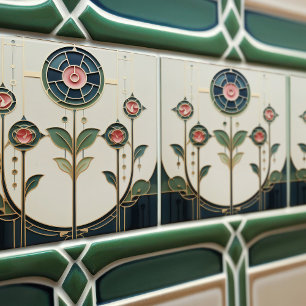 Mackintosh Art Deco Abstracte Bloemige Muurdecorat Tegeltje