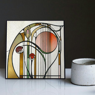 Mackintosh Art Deco Abstracte Floral Wall Decor Ce Tegeltje