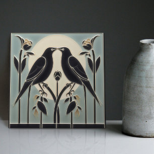 Mackintosh Black Birds Art Deco Nouveau Wall Decor Tegeltje