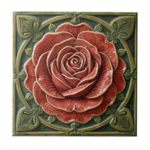 Mackintosh Roos Faux Reliëf Arts & Crafts Reproduc Tegeltje