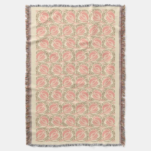 Mackintosh Roos Pattern in Pink and Brown Deken (Voorkant Verticaal)