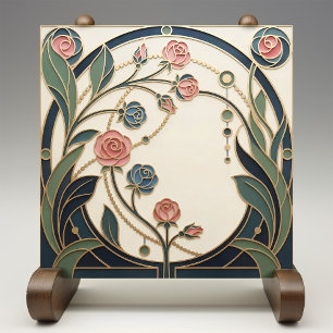 Mackintosh Rose Art Nouveau Nabootsingelglas Tegeltje