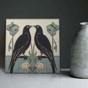Mackintosh Zwarte Vogels Art Deco Nouveau Wanddeco Tegeltje
