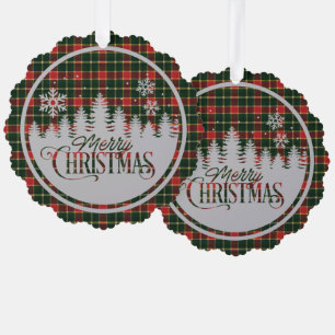 MacLaughlen Oude Moderne Schotse Tartan Kerstmis Ornament Kaart