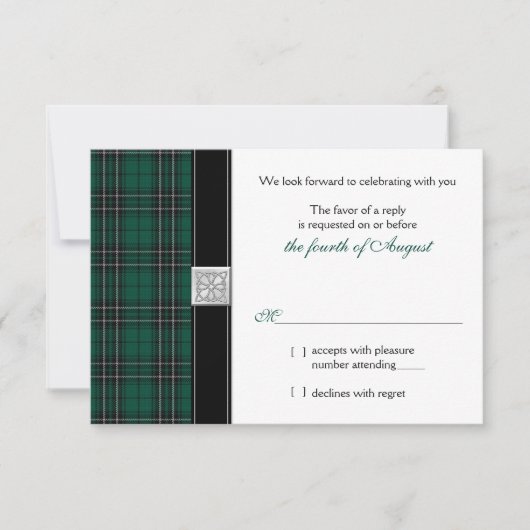 MacLean Chasse moderne Tartan Mariage RSVP Réponse (Devant)