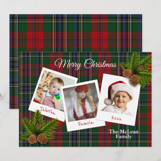 MacLean Clan Plaid Kerstmis Multi Fotokaart Kaart (Voorkant / Achterkant)