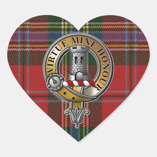 MacLean Tartan & Badge Hart Sticker (Voorkant)