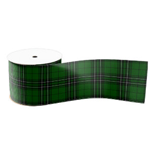 MacLean Tartan Green en Black Pset Grosgrain Lint