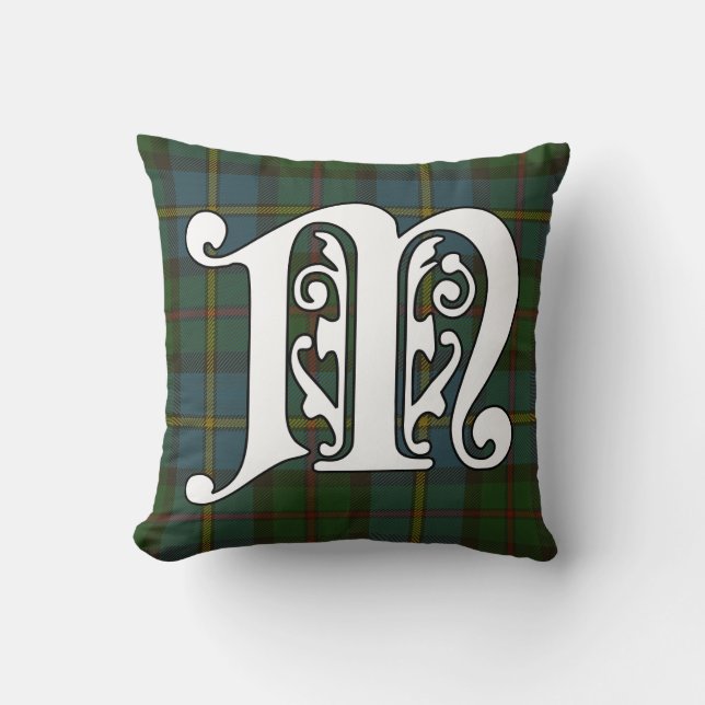MacLeod Clan Tartan Monogram Kussen (Voorkant)