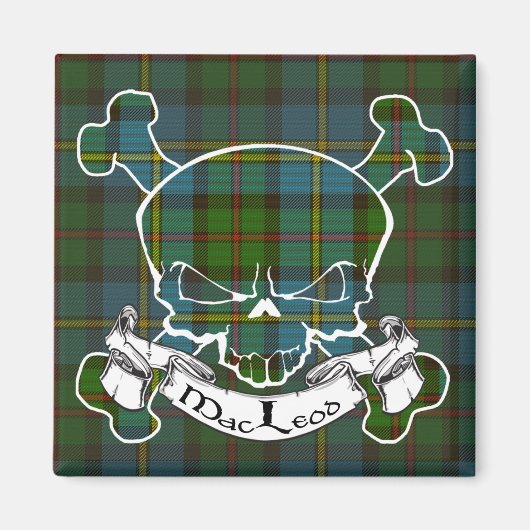 MacLeod Tartan Skull Magneet (Voorkant)