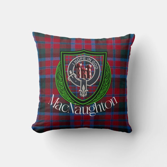 MacNaughton Schotse Clan Tartan & Crest Kussen (Voorkant)