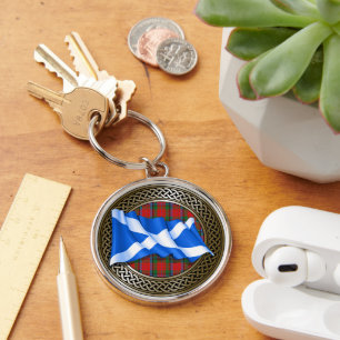 MacNeacail Clan Tartan Knoop & Vlag Sleutelhanger