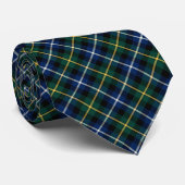 MacNeil Clan Tartan Groen, Zwart en Blauw Plaid Stropdas (Opgerold)