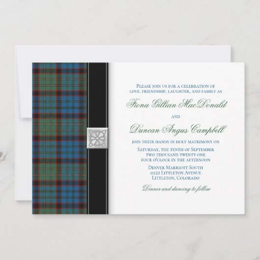 MacNicol Hunting Tartan Wedding Invitation Kaart (Voorkant)