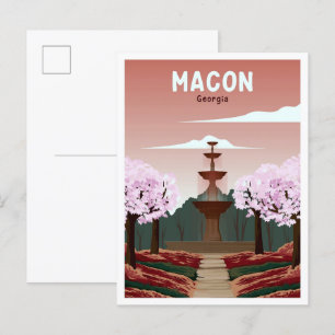 Macon Georgia Art Vintage Travel Illustratie Briefkaart