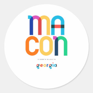 Macon Georgia Mid Century, Pop Art, Ronde Sticker