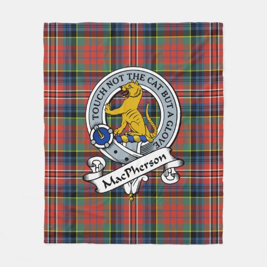 MacPherson Ancient Clan Badge Tartan Pset Fleece Deken (Voorkant)