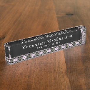 Macpherson Clan Wit en Rood Hoogland Schotse Plaid Naambordje