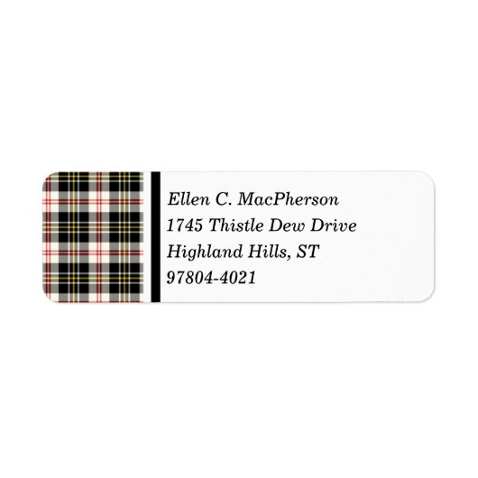 MacPherson Clan Zwart-wit Schotse Tartan Etiket (Voorkant)