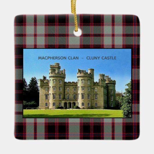 Macpherson Scottish Clan Cluny Castle Xmas Keramisch Ornament (Voorkant)