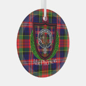 MacPherson Scottish Clan Tartan & Crest Glas Ornament (Voorkant Rechts)