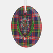MacPherson Scottish Clan Tartan & Crest Glas Ornament (Voorkant links)