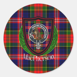 MacPherson Scottish Clan Tartan & Crest Ronde Sticker