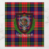 MacPherson Scottish Clan Tartan & Crest Wijn Etiket (Enkel label)
