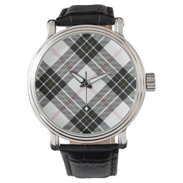 MacPherson tartan zwarte witte vlecht Horloge (Voorkant)