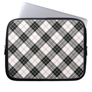MacPherson tartan zwarte witte vlecht Laptop Sleeve