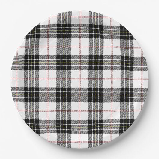 MacPherson tartan zwarte witte vlecht Papieren Bordje (Voorkant)
