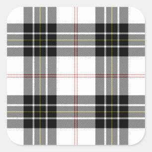 MacPherson tartan zwarte witte vlecht Vierkante Sticker