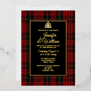 MacQueen Clan Tartan Schotse Huwelijk  Folie Uitnodiging