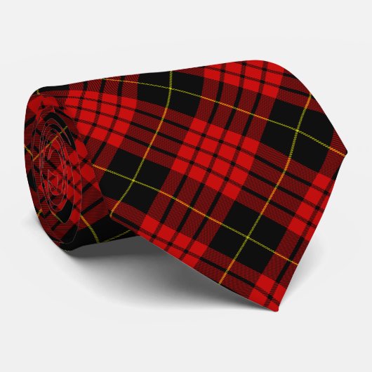 MacQueen Tartan Red en Black Pset Stropdas (Opgerold)